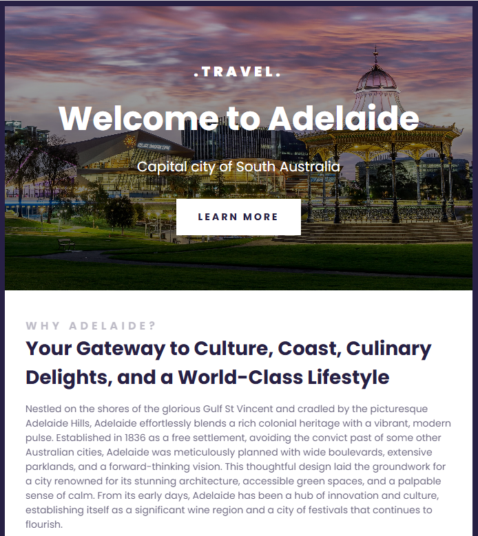 Adelaide Travel Website